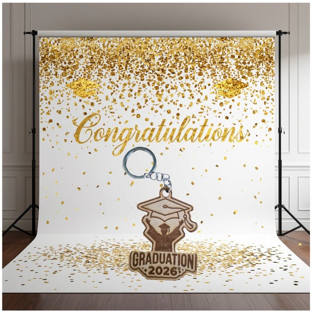 Custom Wooden Laser Engraved Graduation Keychain Handmade 2026 Party Favors